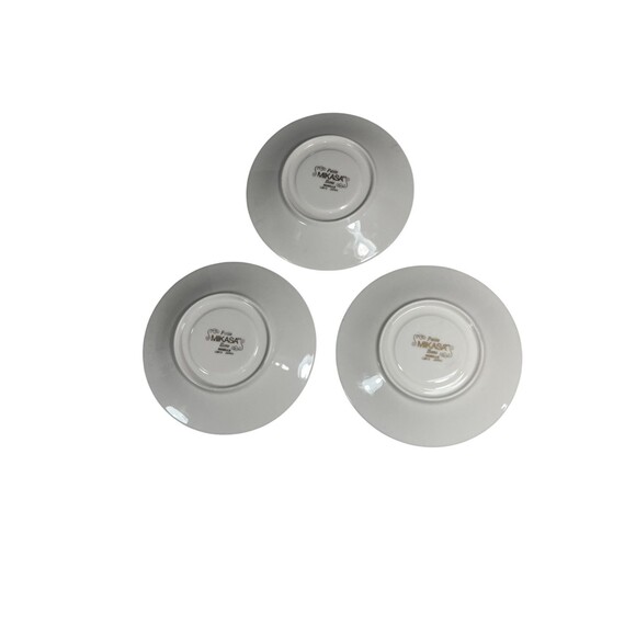 VTG Mikasa Saucer Roselle Pattern Fine Bone China Set of 3 MCM 6” - Picture 8 of 11